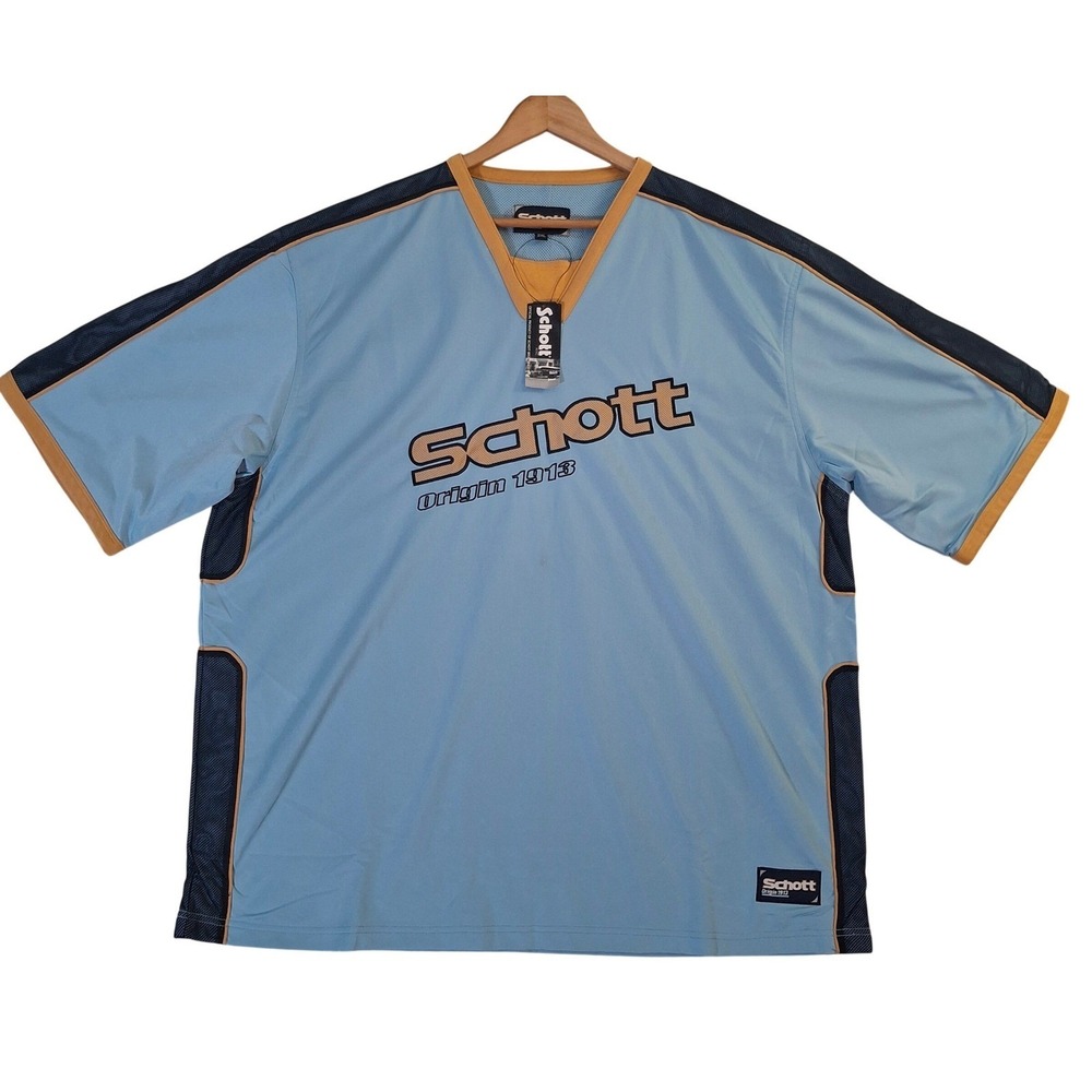 Vintage Schott NYC Origin 1913 Mens 2XL Blue Jersey Mesh Shirt K312 NWT